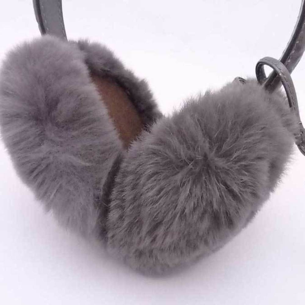 Gucci GUCCI earmuffs sima fur/leather gray unisex 245929 - Picture 2 of 5